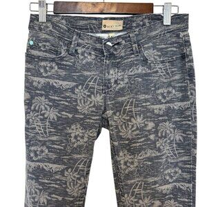 Roxy Women’s Denim Gray Floral Patterned Jeans Size 26